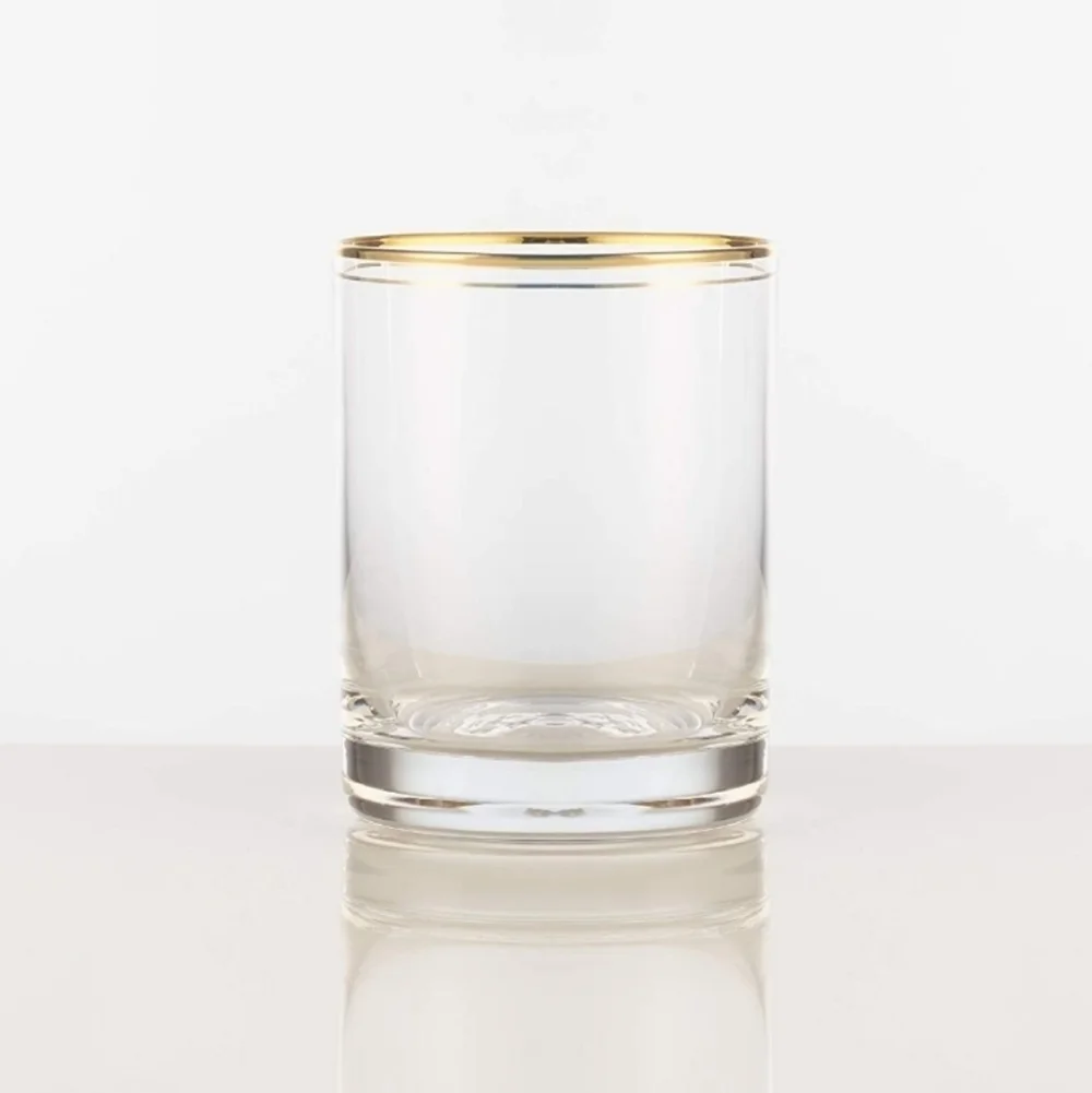 NIB Set of 4‎ Burns Glass gold double rim double old fashioned 11 3/4 Oz